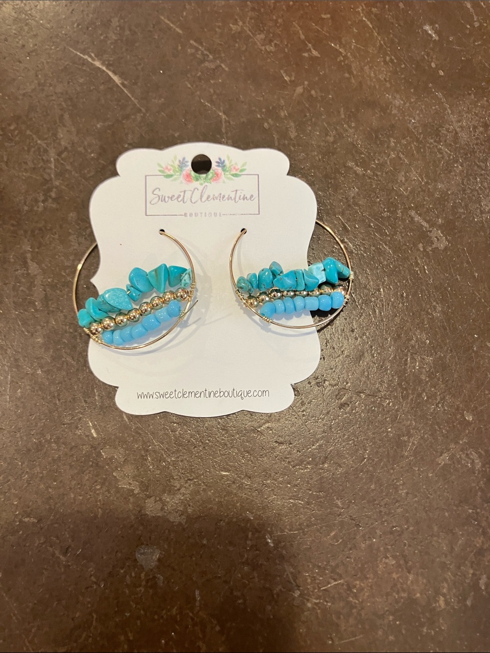 Turquoise Beaded Hoop Earrings